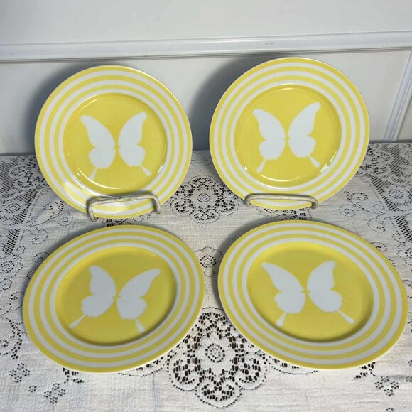 Fitz & Floyd yellow butterfly salad plates - set of 4 - Picture 1 of 10